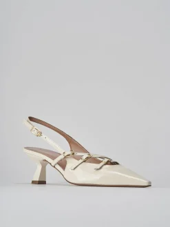 Slingback tacco 6cm vernice bianco