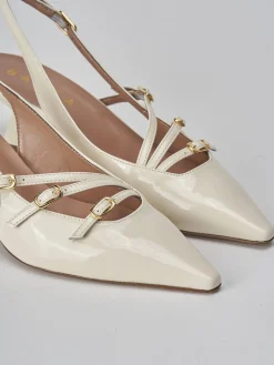 Slingback tacco 6cm vernice bianco