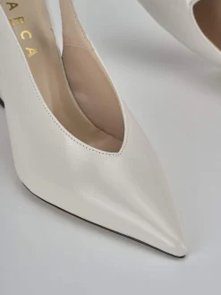 Slingback tacco 9cm vernice bianco