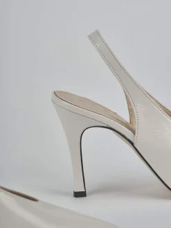 Slingback tacco 9cm vernice bianco