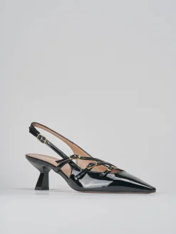 Slingback tacco 6cm vernice nero