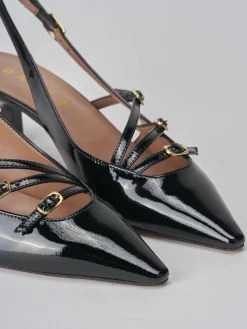 Slingback tacco 6cm vernice nero