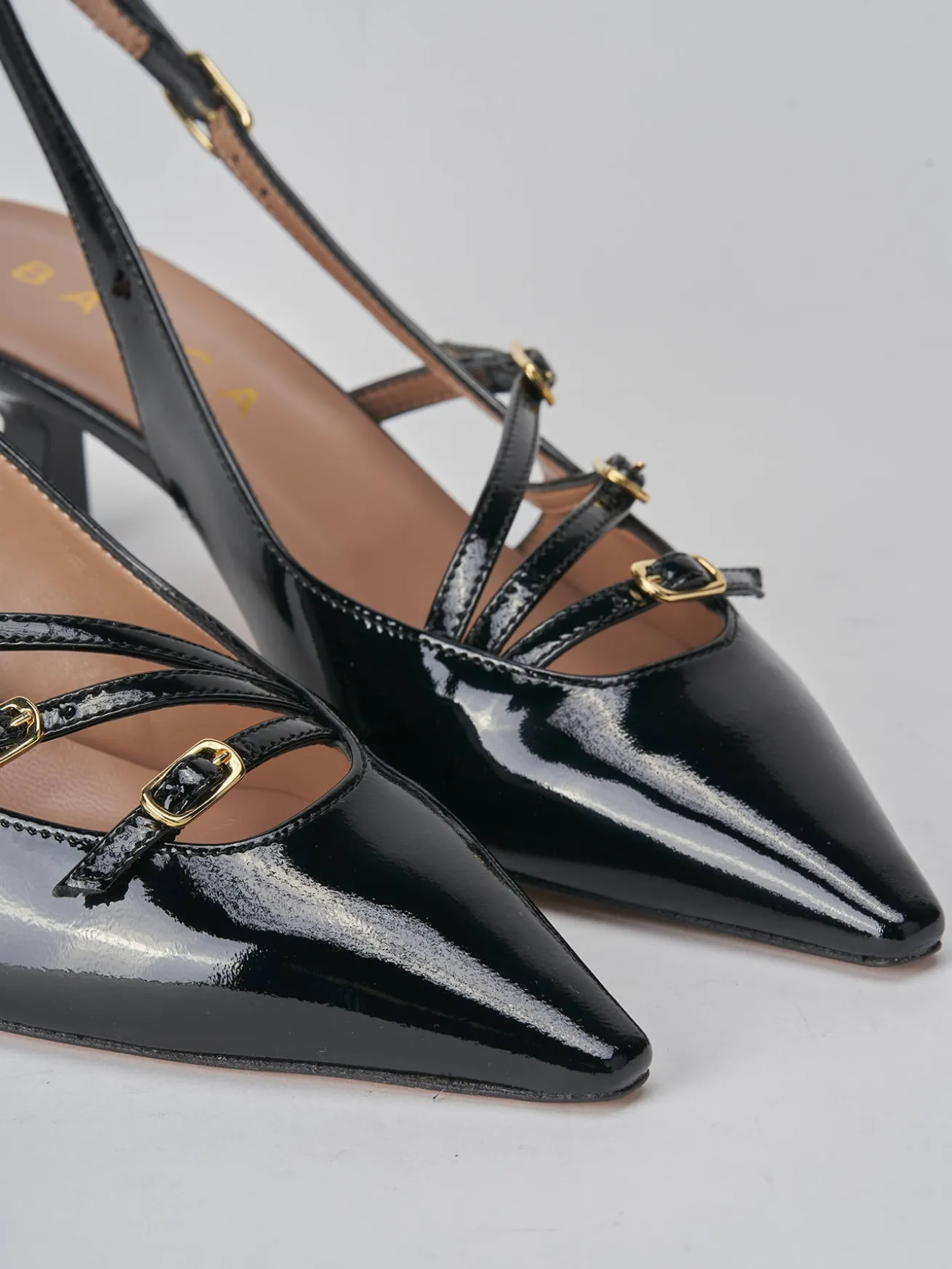 Slingback tacco 6cm vernice nero