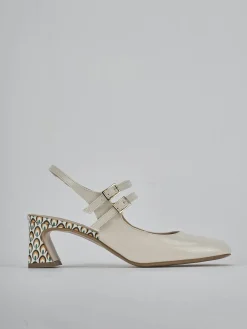 Slingback tacco 5cm vernice bianco