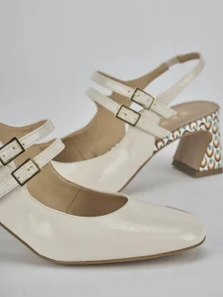 Slingback tacco 5cm vernice bianco