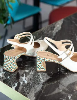 Slingback tacco 5cm vernice bianco