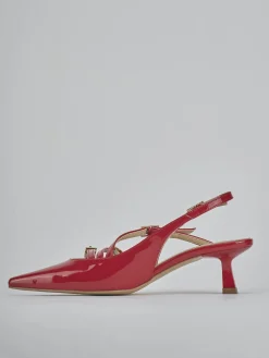 Slingback tacco 7cm vernice rosso