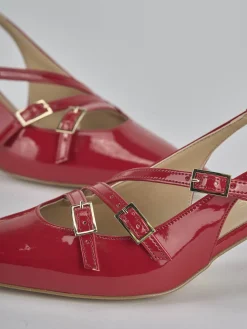 Slingback tacco 7cm vernice rosso