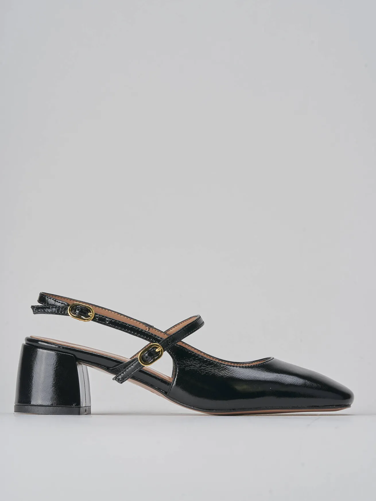 Slingback tacco 5cm vernice nero
