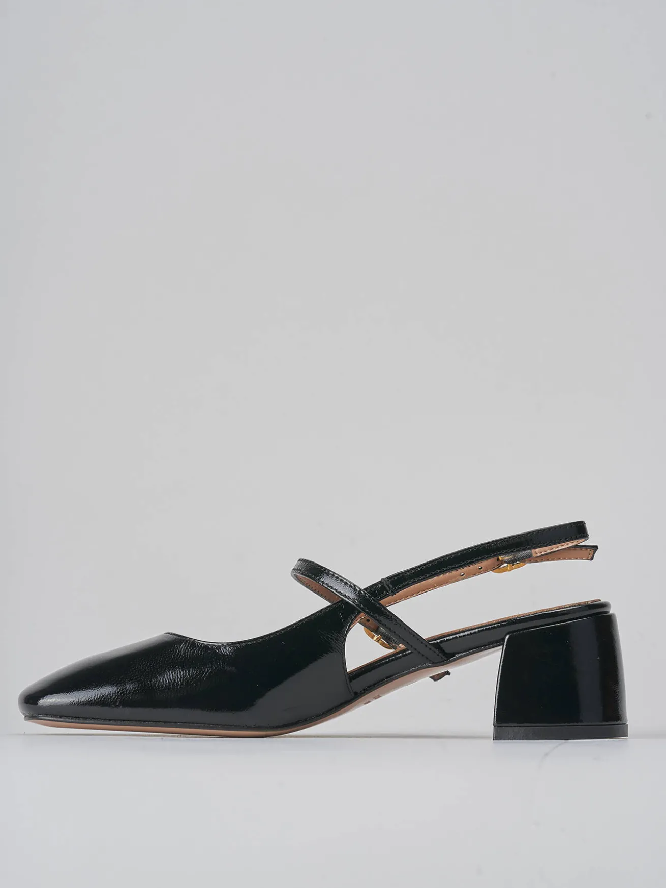 Slingback tacco 5cm vernice nero