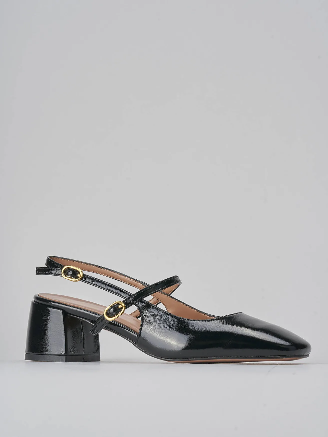 Slingback tacco 5cm vernice nero
