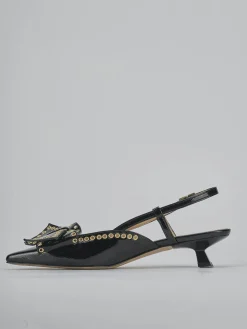 Slingback tacco 4cm vernice nero