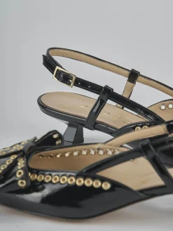 Slingback tacco 4cm vernice nero