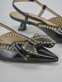 Slingback tacco 4cm vernice nero