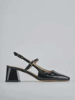 Slingback tacco 5cm vernice nero