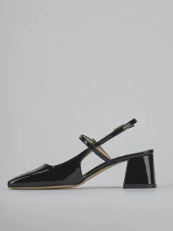 Slingback tacco 5cm vernice nero