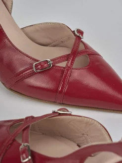 Slingback tacco 7cm vernice rosso