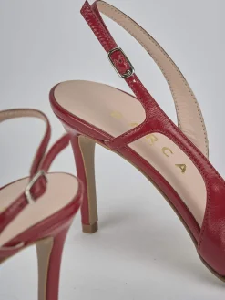 Slingback tacco 7cm vernice rosso