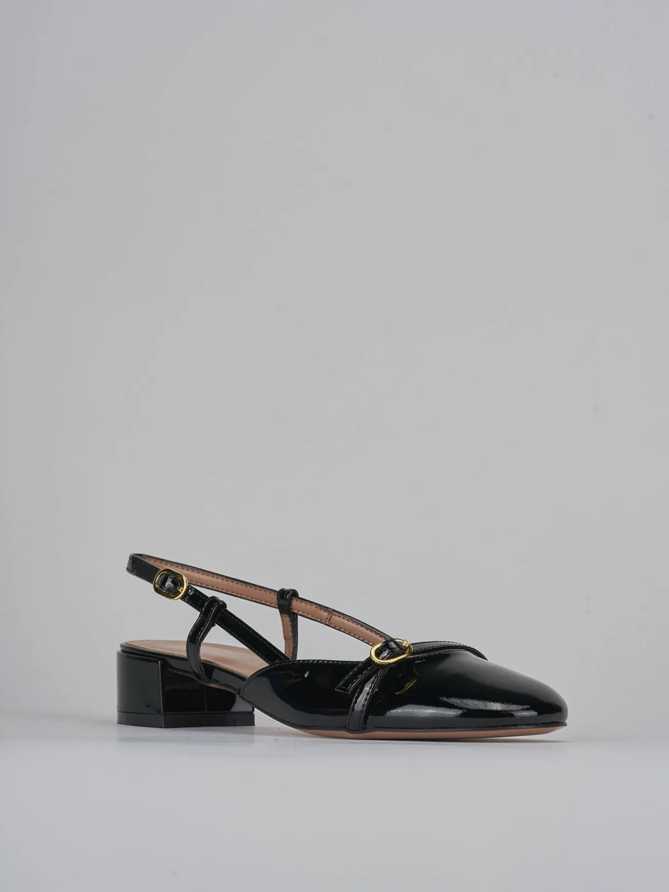Slingback tacco 3cm vernice nero