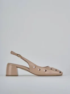 Slingback tacco 5cm vernice beige