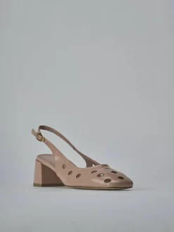 Slingback tacco 5cm vernice beige