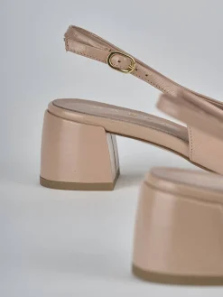 Slingback tacco 5cm vernice beige
