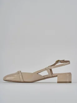 Slingback tacco 3cm vernice beige