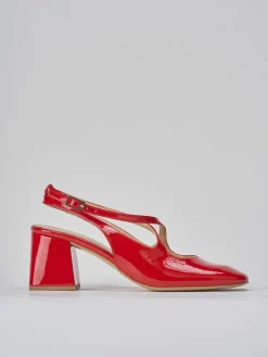 Slingback tacco 7cm vernice rosso