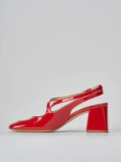 Slingback tacco 7cm vernice rosso