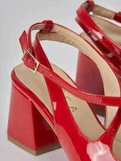 Slingback tacco 7cm vernice rosso