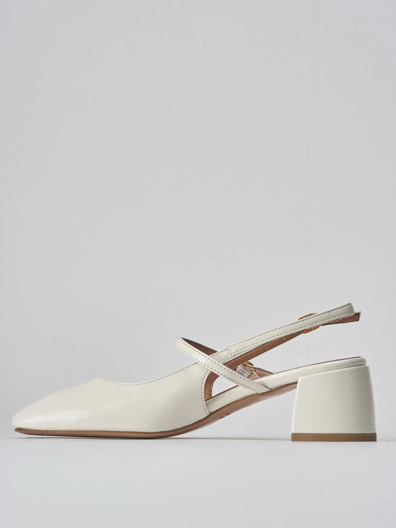 Slingback tacco 5cm vernice bianco