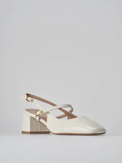 Slingback tacco 5cm vernice bianco