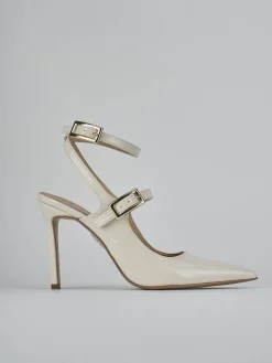 Slingback tacco 9cm vernice bianco