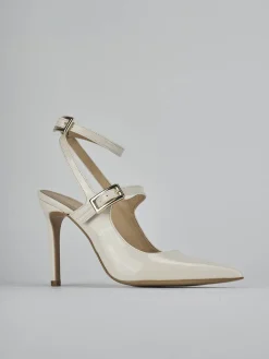 Slingback tacco 9cm vernice bianco