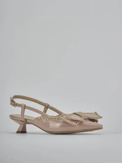Slingback tacco 4cm vernice beige