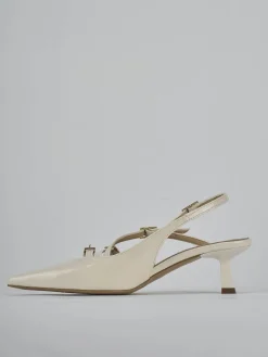 Slingback tacco 7cm vernice bianco