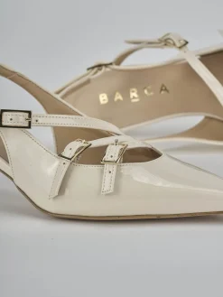 Slingback tacco 7cm vernice bianco