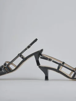 Slingback tacco 6cm vernice nero