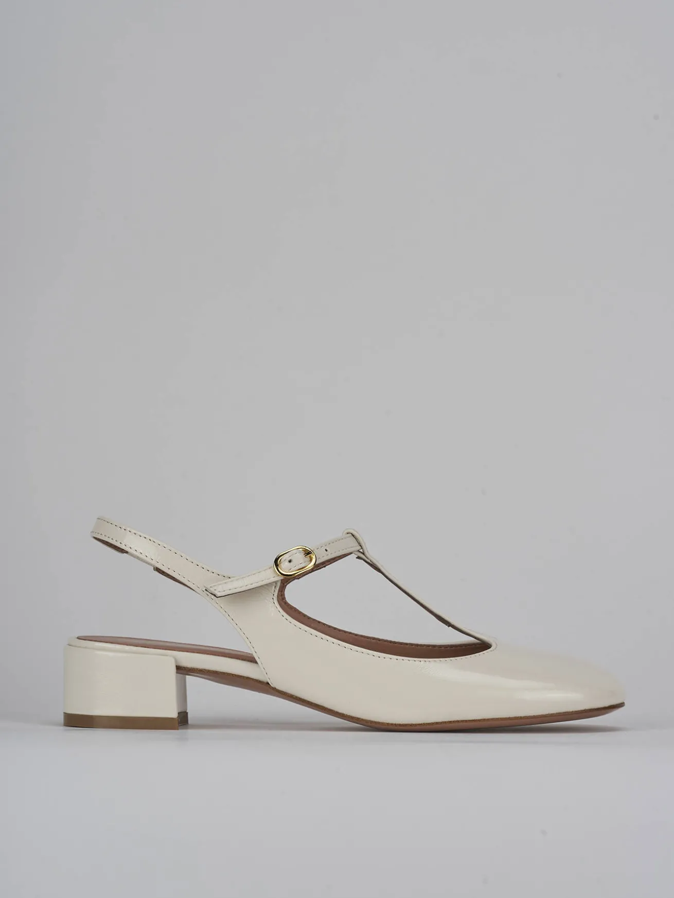Slingback tacco 3cm vernice bianco