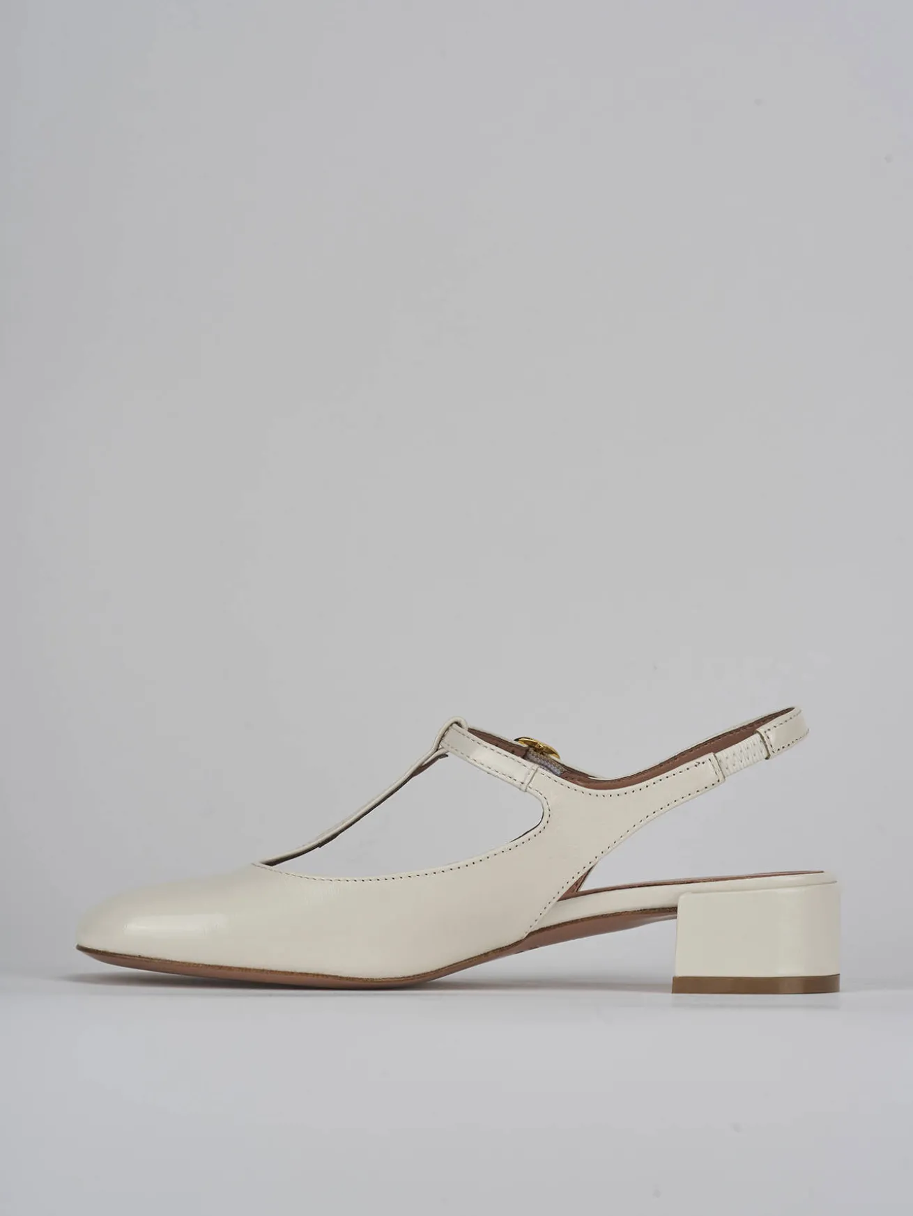 Slingback tacco 3cm vernice bianco