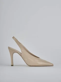 Slingback tacco 9cm vernice marrone