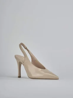 Slingback tacco 9cm vernice marrone