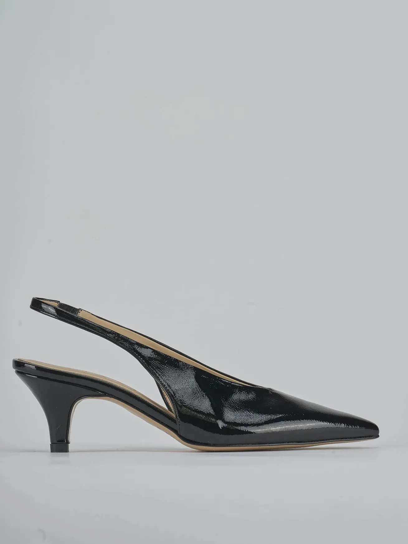 Slingback tacco 4cm vernice nero