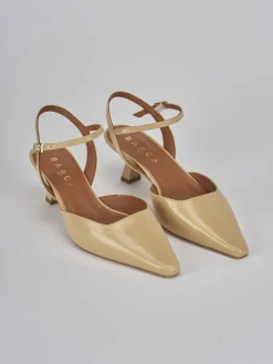 Slingback tacco 5cm vernice marrone