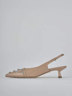 Slingback tacco 5cm vernice marrone