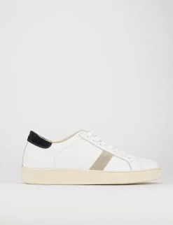 sneakers fondo gomma e soletto interno in vera pelle. tomaia in morbida pelle bianco