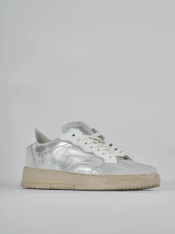 Sneakers pelle argento