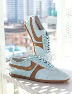 Sneakers pelle azzurro