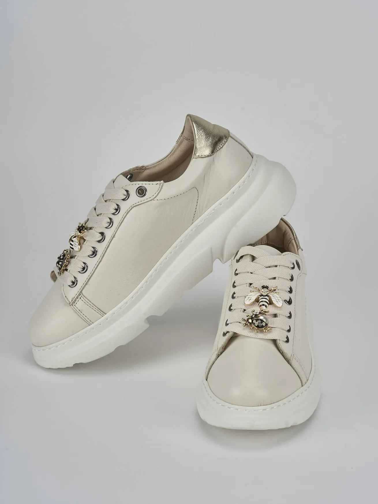 Sneakers pelle beige