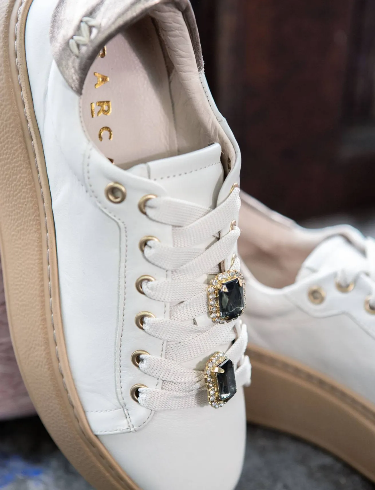 Sneakers pelle beige